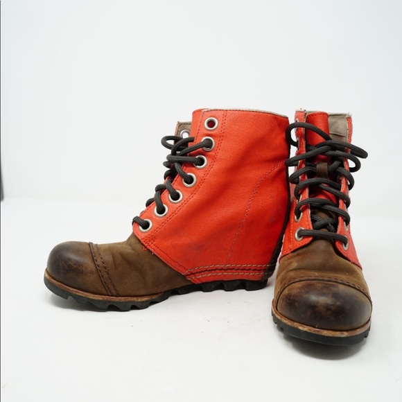 Sorel PDX 1964 Premium Wedge Boots Womens 6 Red Brown Heeled Shoes NL2796-012 - Picture 4 of 10